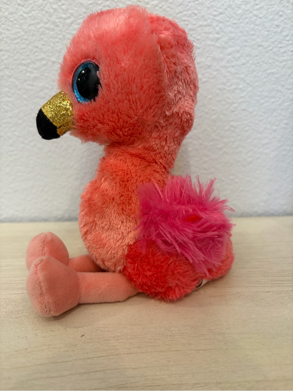 Plush Pink Flamingo Small Toy - Soft Coral & Hot Pink - TY Beanie - Gilda